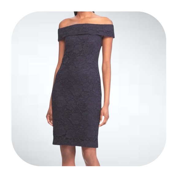 Lauren Ralph Lauren size 8 navy lace off shoulder dress